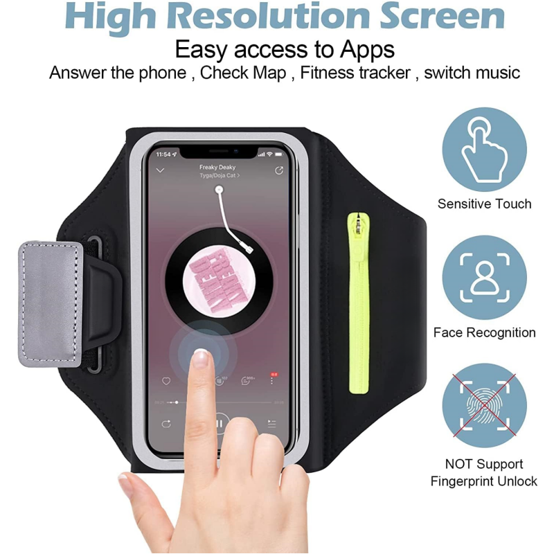 Running Armband with Zipper Pocket - Universal Fit & Sweat-Resistant