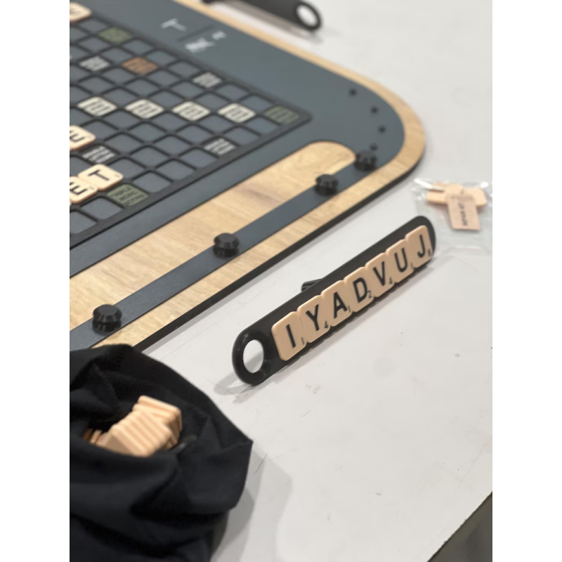 Magnetic Wall Scrabble Set – Modern Metal & Wood, 60x60 cm, Laser-Cut Wall Game