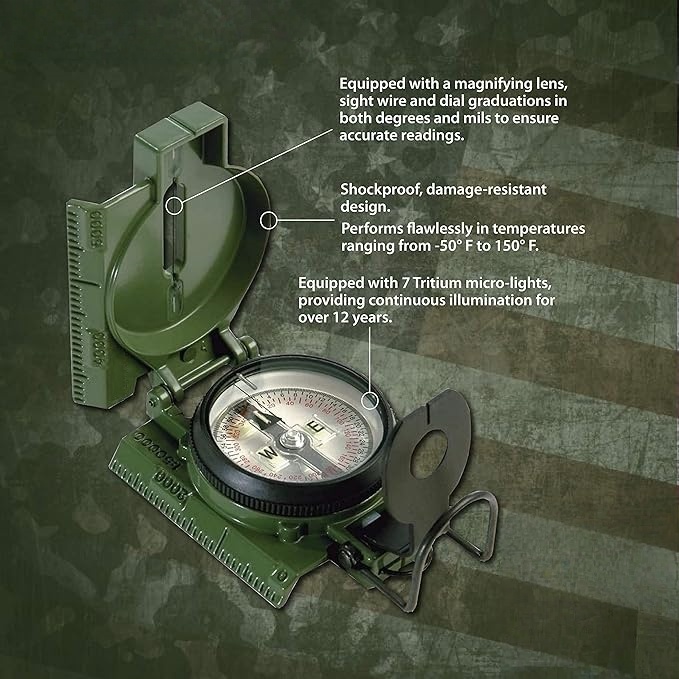 Tritium Lensatic Compass – Professional Navigation Tool for Survival & Outdoor Adventures
