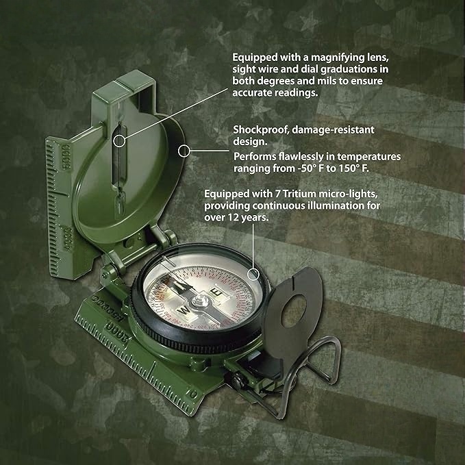 Tritium Lensatic Compass – Professional Navigation Tool for Survival & Outdoor Adventures