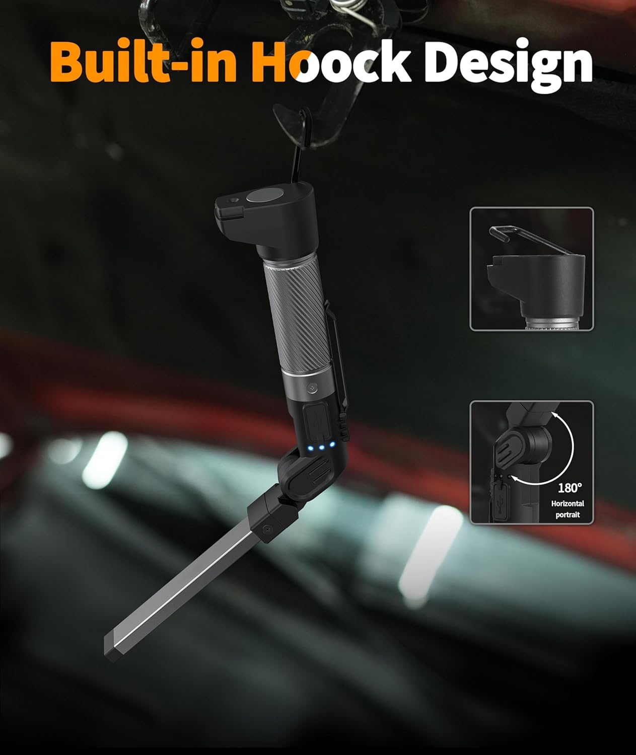 Magnetic Rechargeable Work Light - 800 Lumen, Foldable with 3 Light Modes