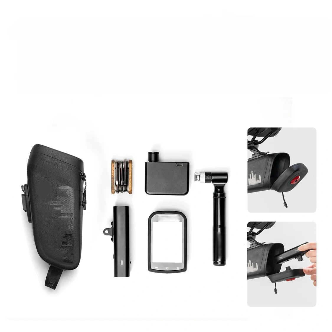 Brake-Sensor Saddle Bag with Rear Stop Light - Waterproof Bike Storage