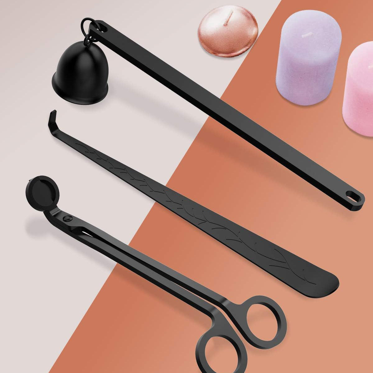 3-in-1 Candle Accessory Set – Wick Trimmer, Candle Snuffer, and Wick Dipper