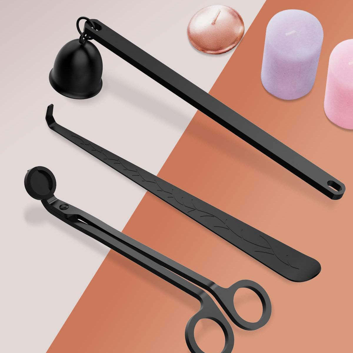 3-in-1 Candle Accessory Set – Wick Trimmer, Candle Snuffer, and Wick Dipper