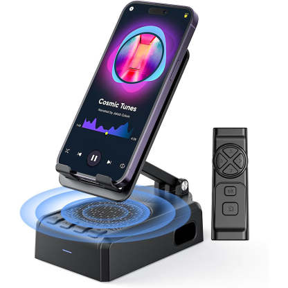 Bluetooth Speaker with Video Scrolling Remote & Phone Stand