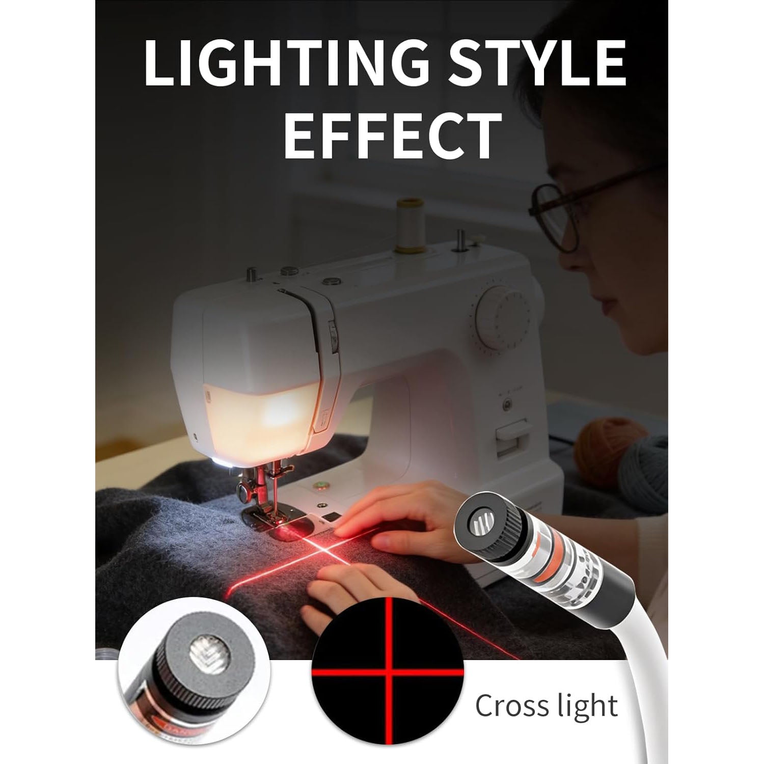 Magnetic Positioning Quilting Light, Precision Laser Guide for Sewing Machines, Laser Alignment with Heat Transfer Marking System