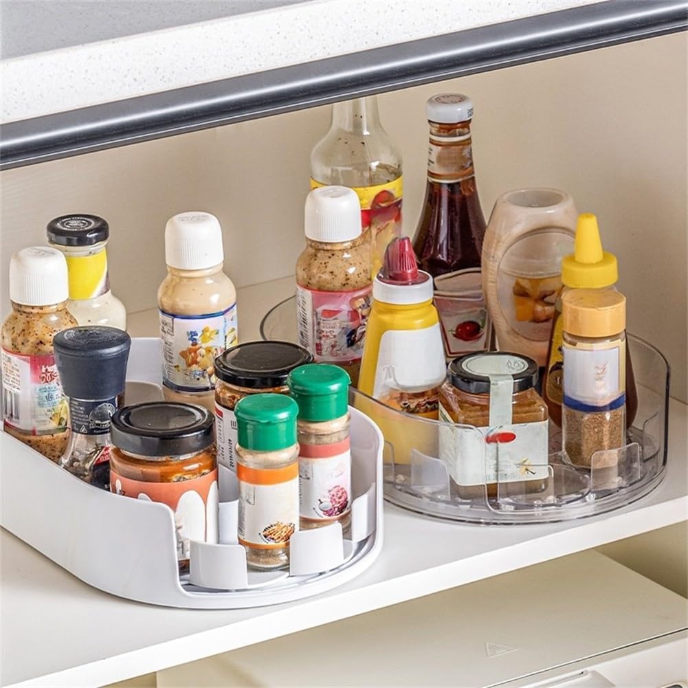 Universal Spice Organizer with Rotating Tray – Compact Storage Rack for Kitchen, Vanity
