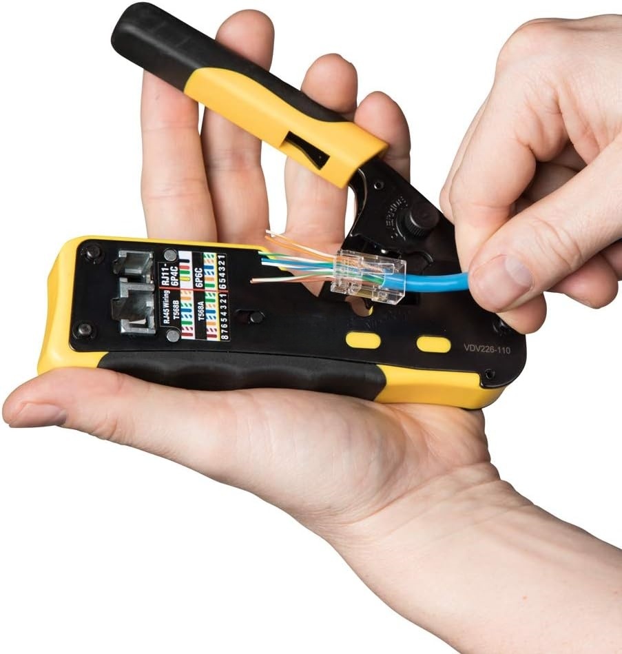 Modular Cable Crimper Tool Kit with 200 RJ45 CAT6 Connectors