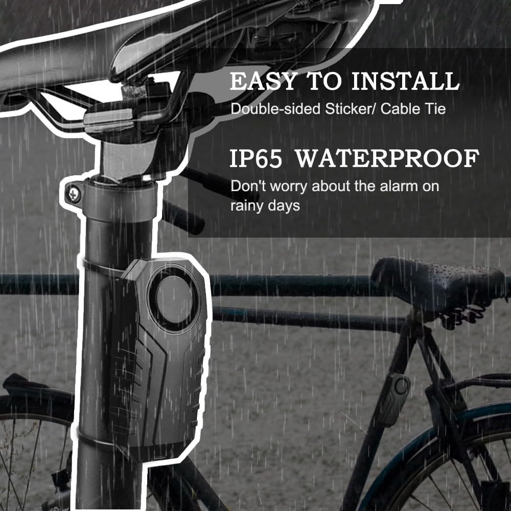 113dB Vibration Triggered Anti-Theft Bicycle Alarm with Waterproof Design, Adjustable Sensitivity