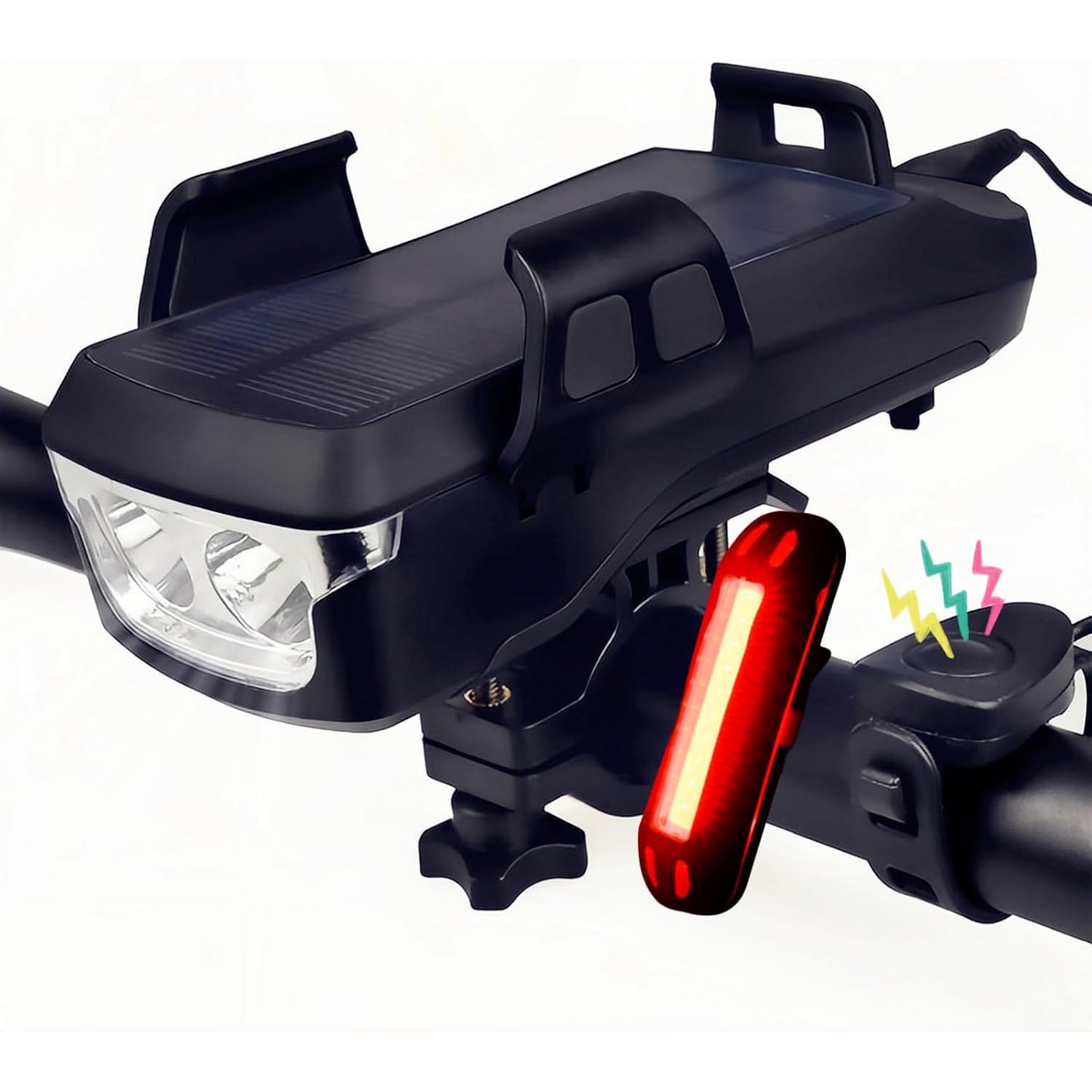 5-in-1 Solar Bike Light with Phone Holder – 4000mAh Power Bank