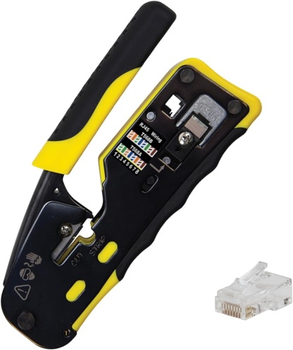 Modular Cable Crimper Tool Kit with 200 RJ45 CAT6 Connectors