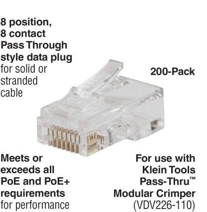 Modular Cable Crimper Tool Kit with 200 RJ45 CAT6 Connectors