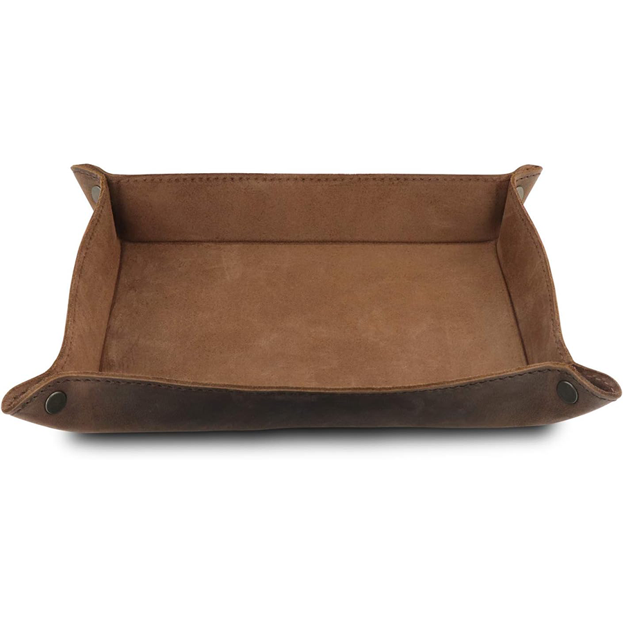 Genuine leather tray storage box