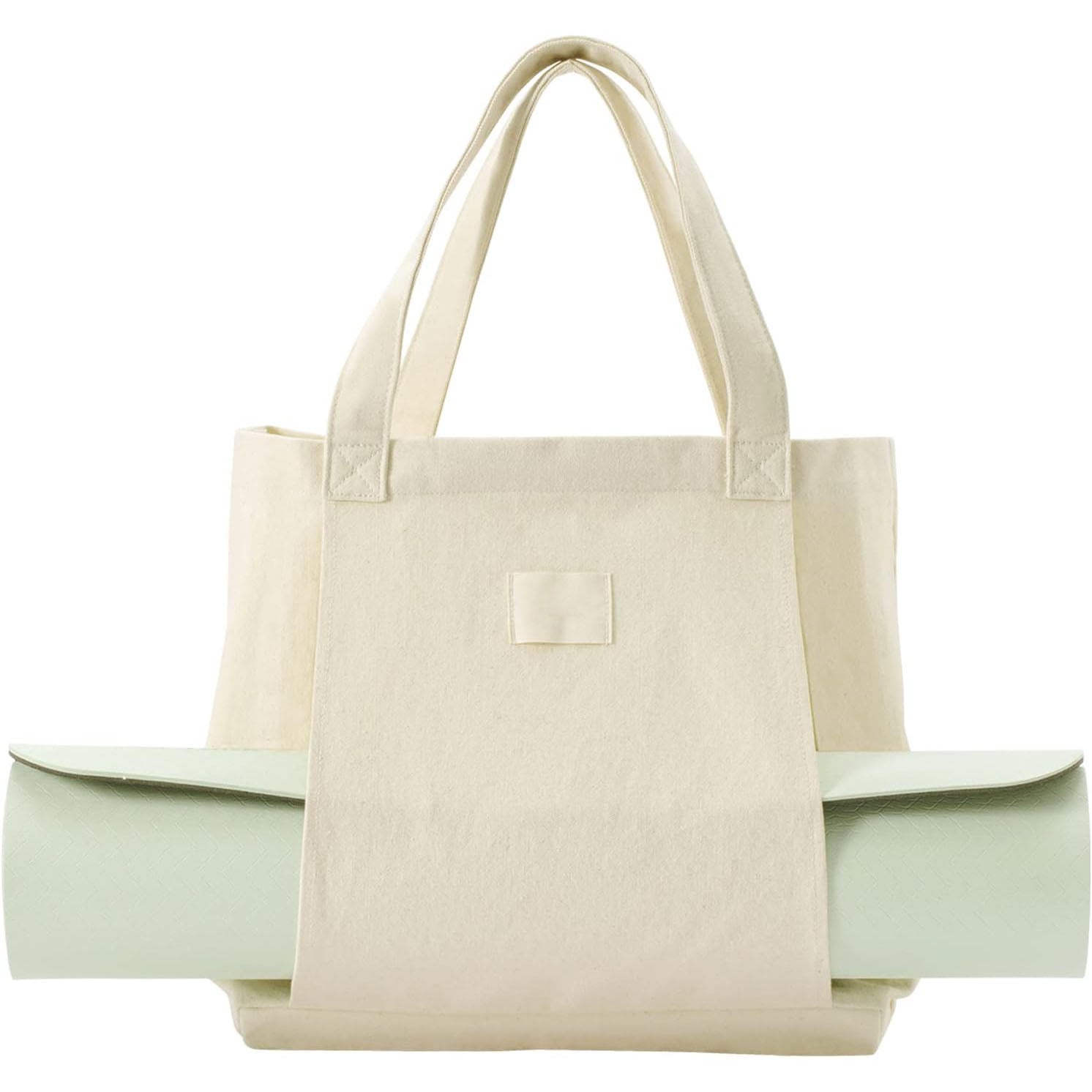 Canvas Tote Bag with Yoga Mat Carrier Pocket – Carryall Shoulder Bag