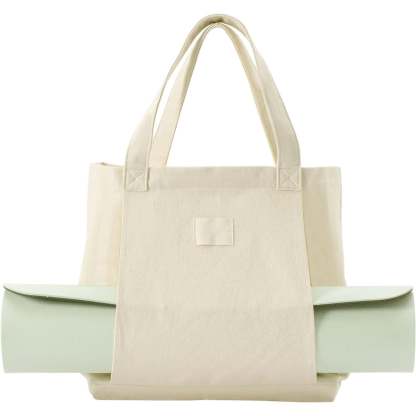 Canvas Tote Bag with Yoga Mat Carrier Pocket – Carryall Shoulder Bag