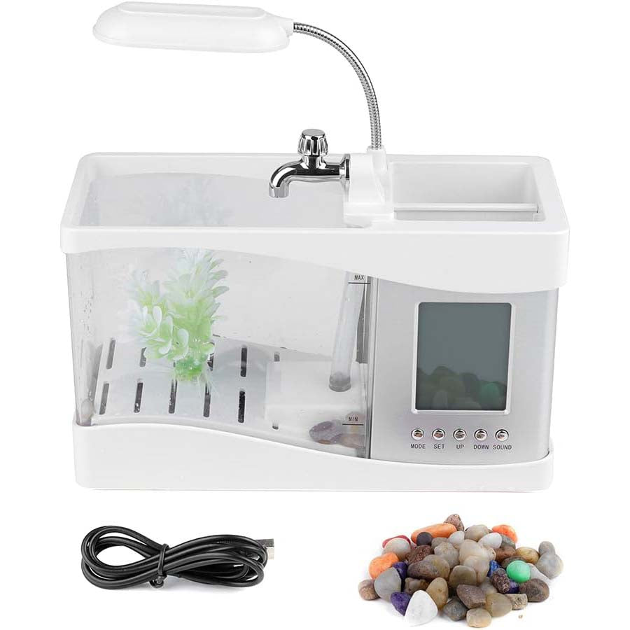 Multifunctional USB Rechargeable Mini Aquarium – LED Clock Light