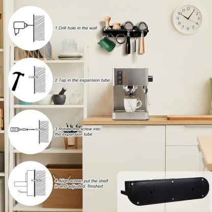 Wall-mounted coffee machine storage rack