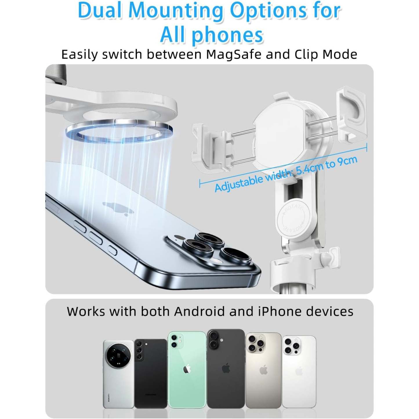 Magnetic 4-in-1 Multifunctional Selfie Stick Tripod – Mini Portable Phone Stand with Detachable Remote, Compatible with MagSafe