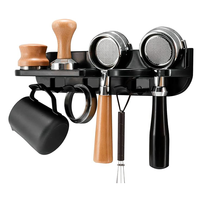 Wall-mounted coffee machine storage rack