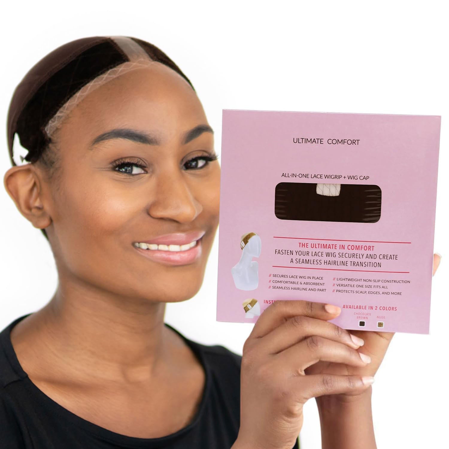 Lace Wig Grip Cap for Women – Adjustable Non-Slip Wig Cap with Headband, Perfect for Lace Front Wigs, One Size Fits Most