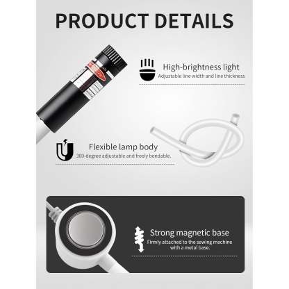 Magnetic Positioning Quilting Light, Precision Laser Guide for Sewing Machines, Laser Alignment with Heat Transfer Marking System