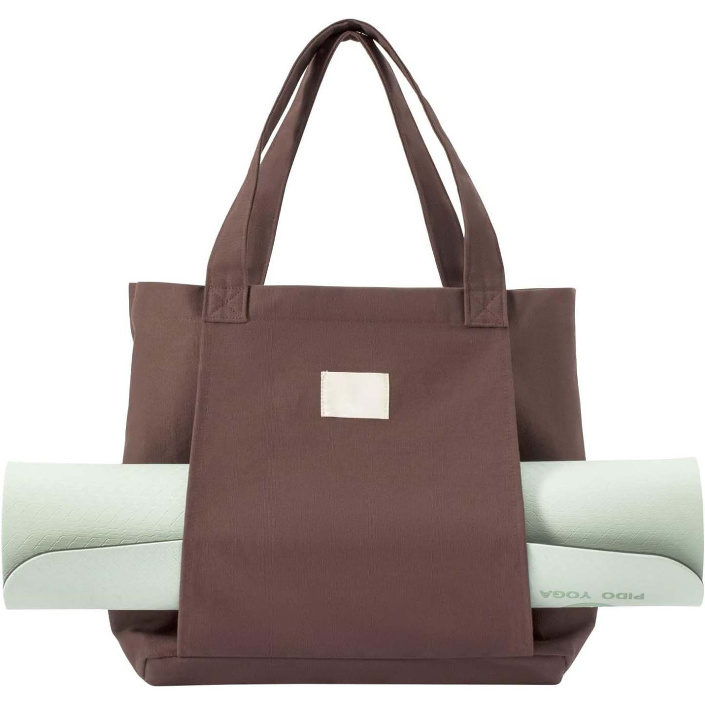 Canvas Tote Bag with Yoga Mat Carrier Pocket – Carryall Shoulder Bag