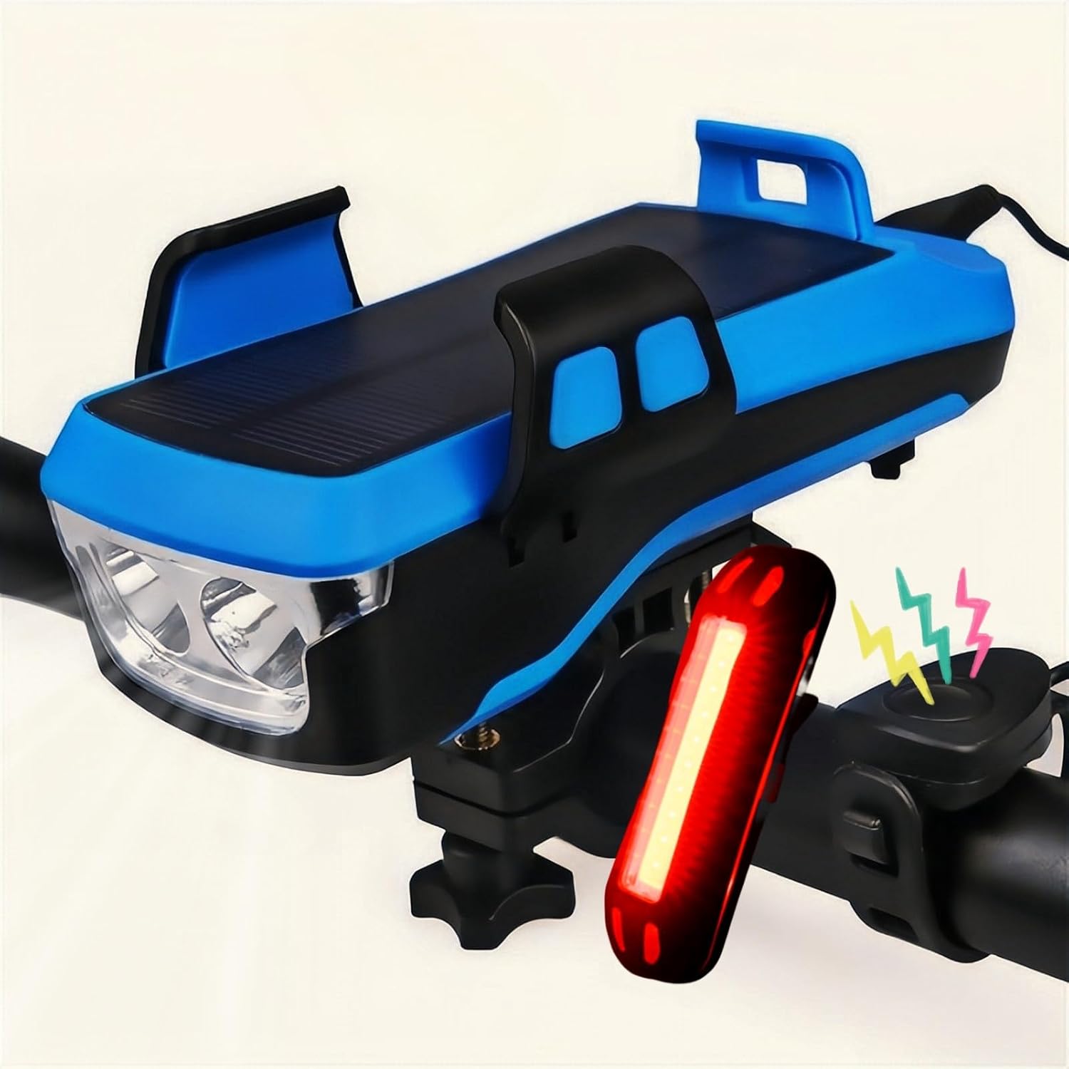 5-in-1 Solar Bike Light with Phone Holder – 4000mAh Power Bank