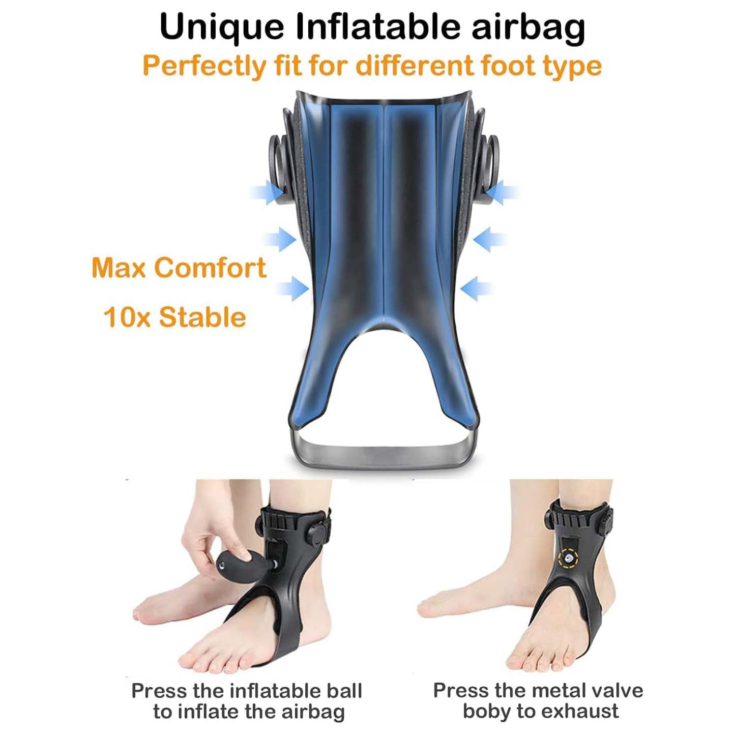 Drop Foot Brace – Upgraded Medical Ankle-Foot Orthosis with Inflatable Airbag