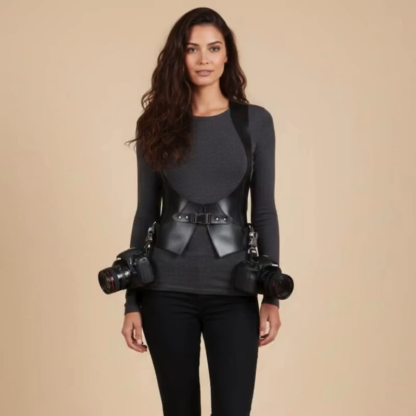 Premium Leather Photographer Harness with Dual Camera Mounts