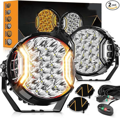 Amber LED Off-Road Light Pods - 26800LM, 270° Wide Beam