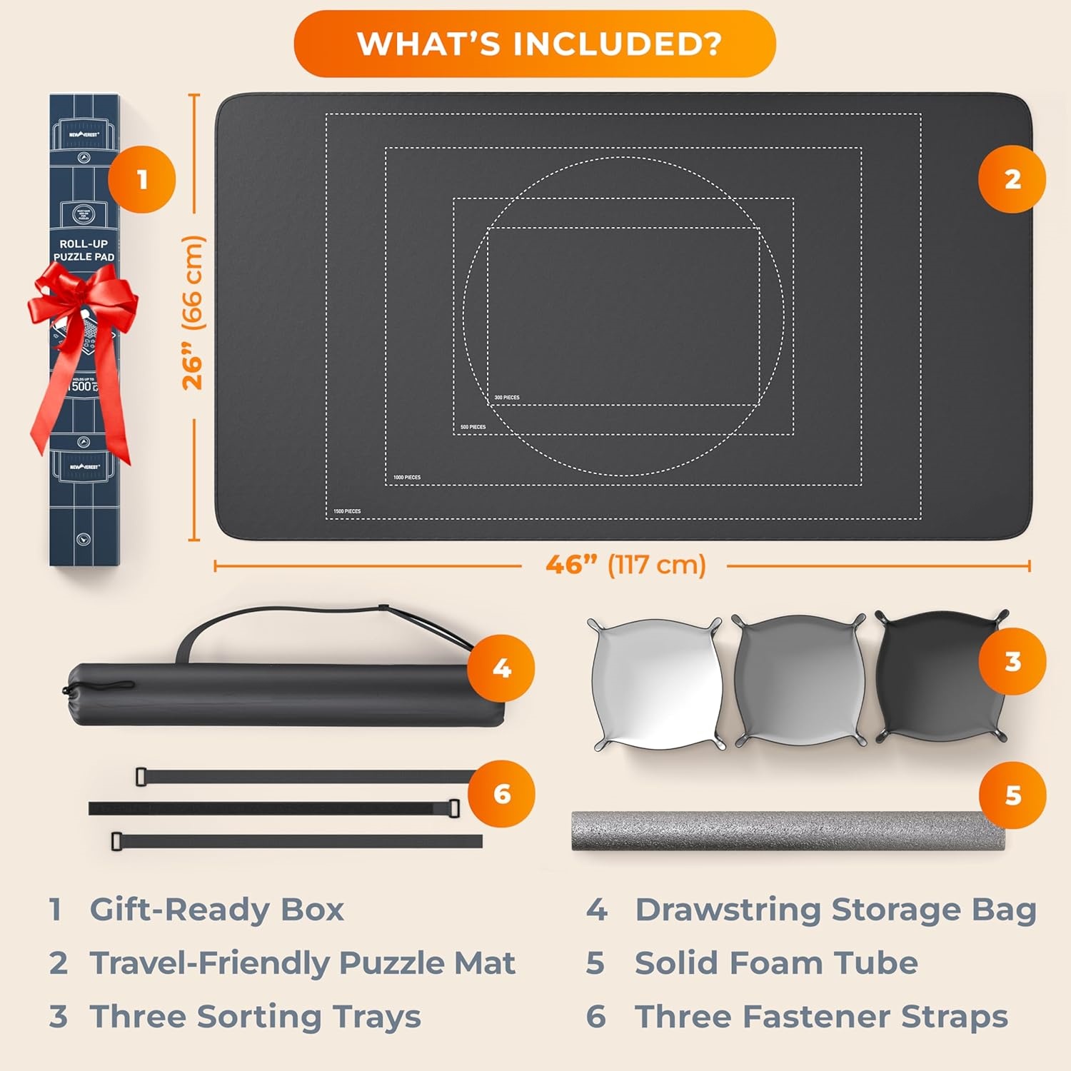 Roll-Up Puzzle Mat with Sorting Trays – Portable Storage Mat for Up to 1500 Pieces