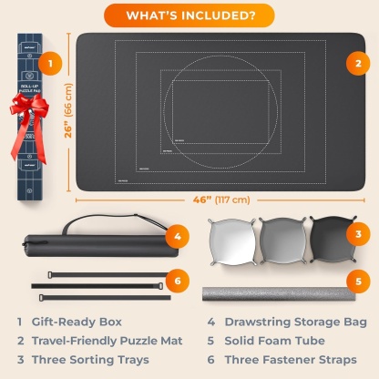 Roll-Up Puzzle Mat with Sorting Trays – Portable Storage Mat for Up to 1500 Pieces