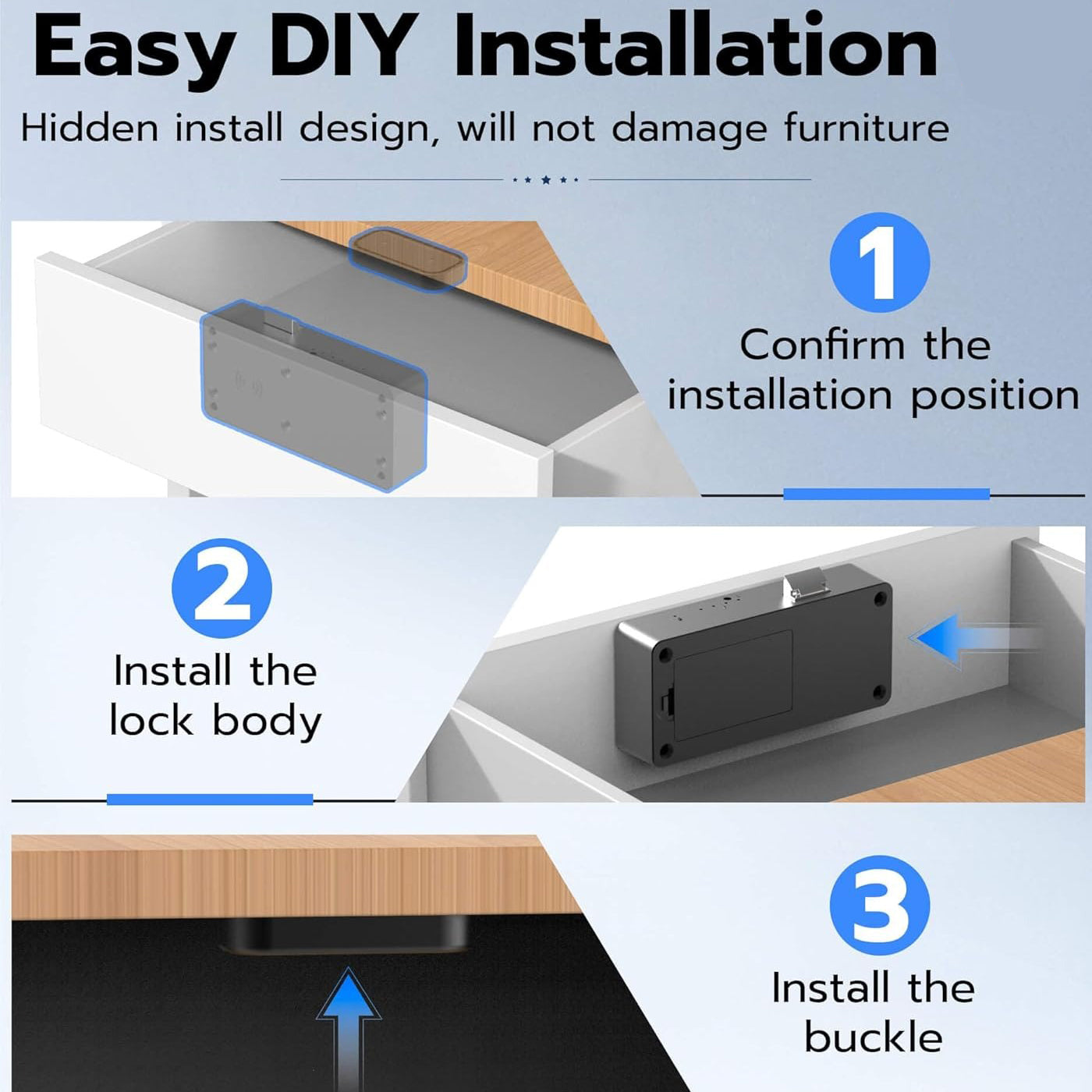 Smart Cabinet Lock – Hidden No-Drill Adhesive Child Safety Lock
