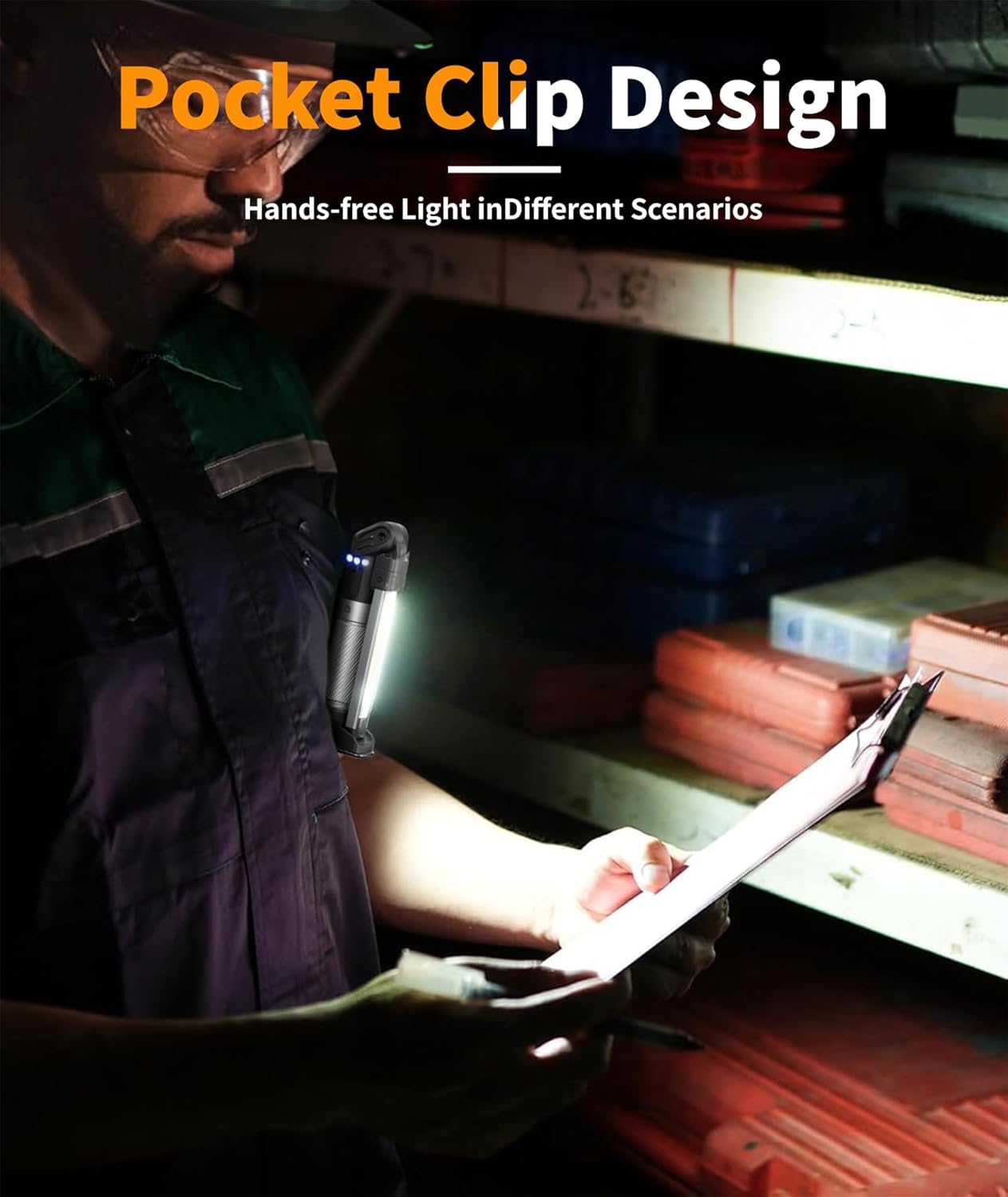 Magnetic Rechargeable Work Light - 800 Lumen, Foldable with 3 Light Modes