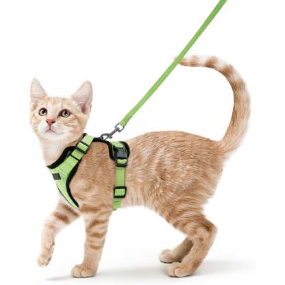 Cat Harness Vest – Escape-Proof, Soft Adjustable, Breathable with Reflective Stripe