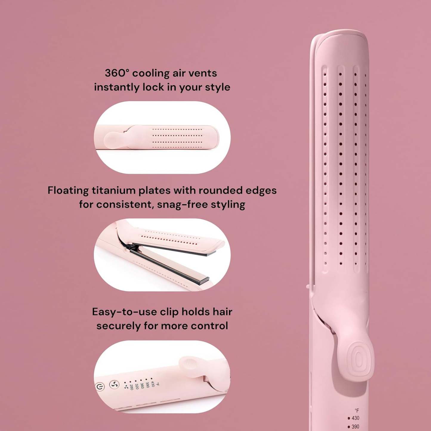 2-in-1 Curling Wand & Titanium Flat Iron – 360° Airflow Styler