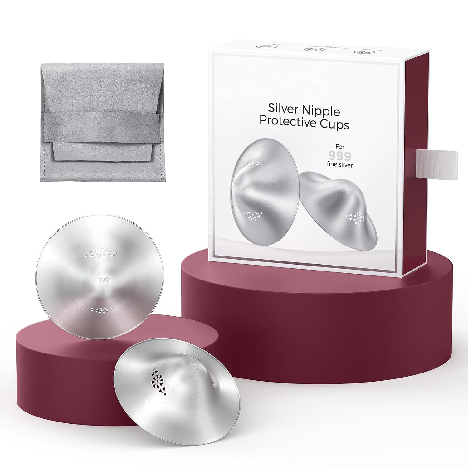 999 Silver Nursing Cups with Perforated Breathable Design