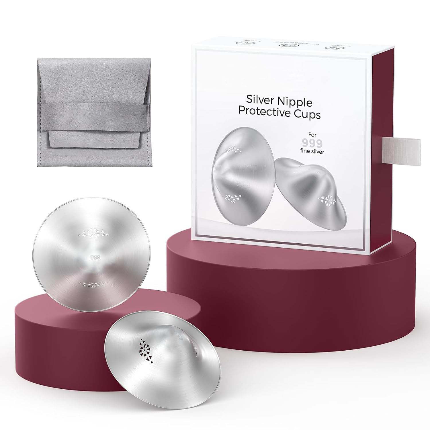 999 Silver Nursing Cups with Perforated Breathable Design