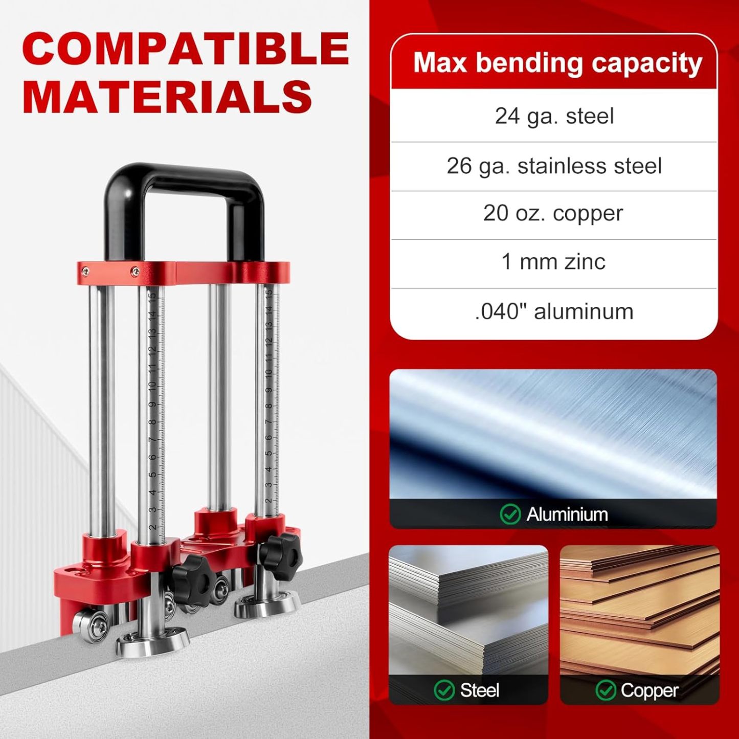 Adjustable Sheet Metal Bender Tool for Roofing and Metal Fabrication