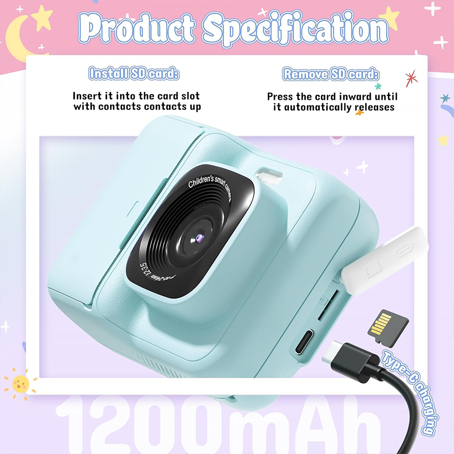 Children's camera, 1080P HD instant digital printing camera