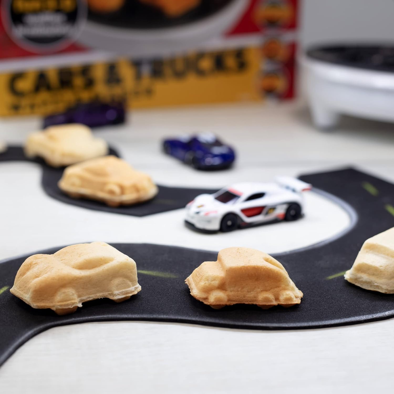 Mini car-shaped waffle maker - can make 7 different racing cars