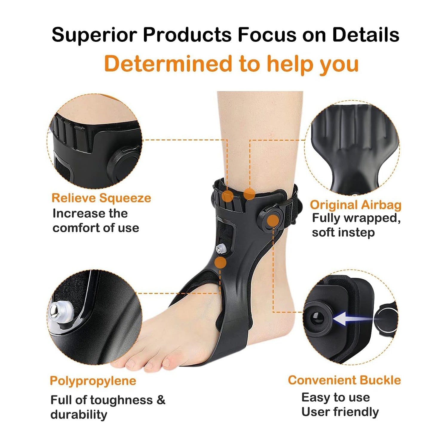 Drop Foot Brace – Upgraded Medical Ankle-Foot Orthosis with Inflatable Airbag