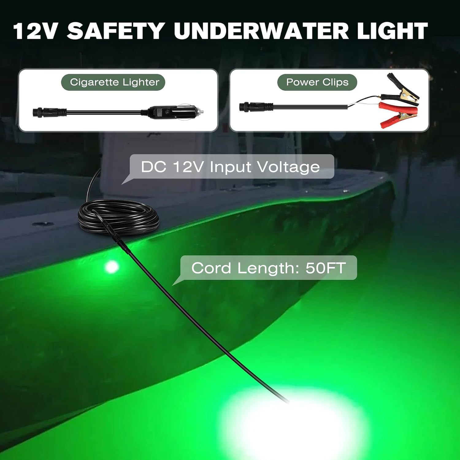 12V foldable underwater fishing light, 400W power