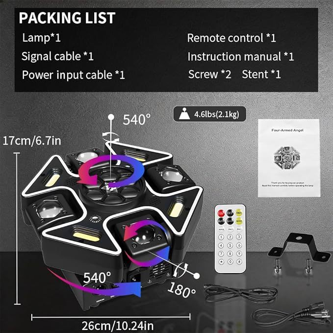 Sound Activated 4 Arm Stage Light with DMX Control System