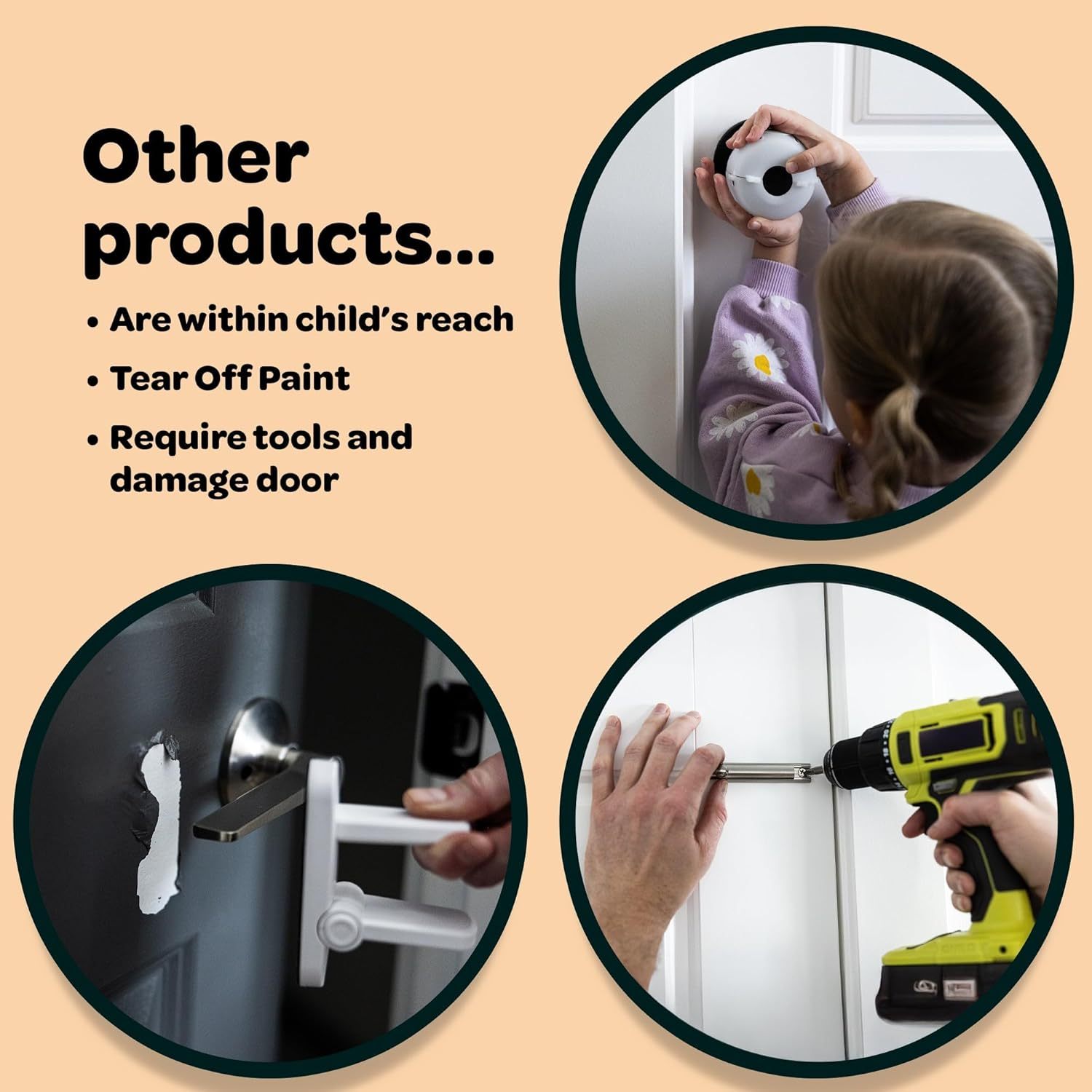 A latch-type door lock that children cannot reach or pry open