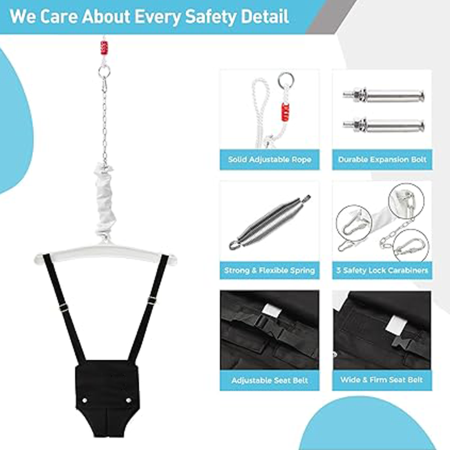 Baby bouncy chair with ceiling hooks