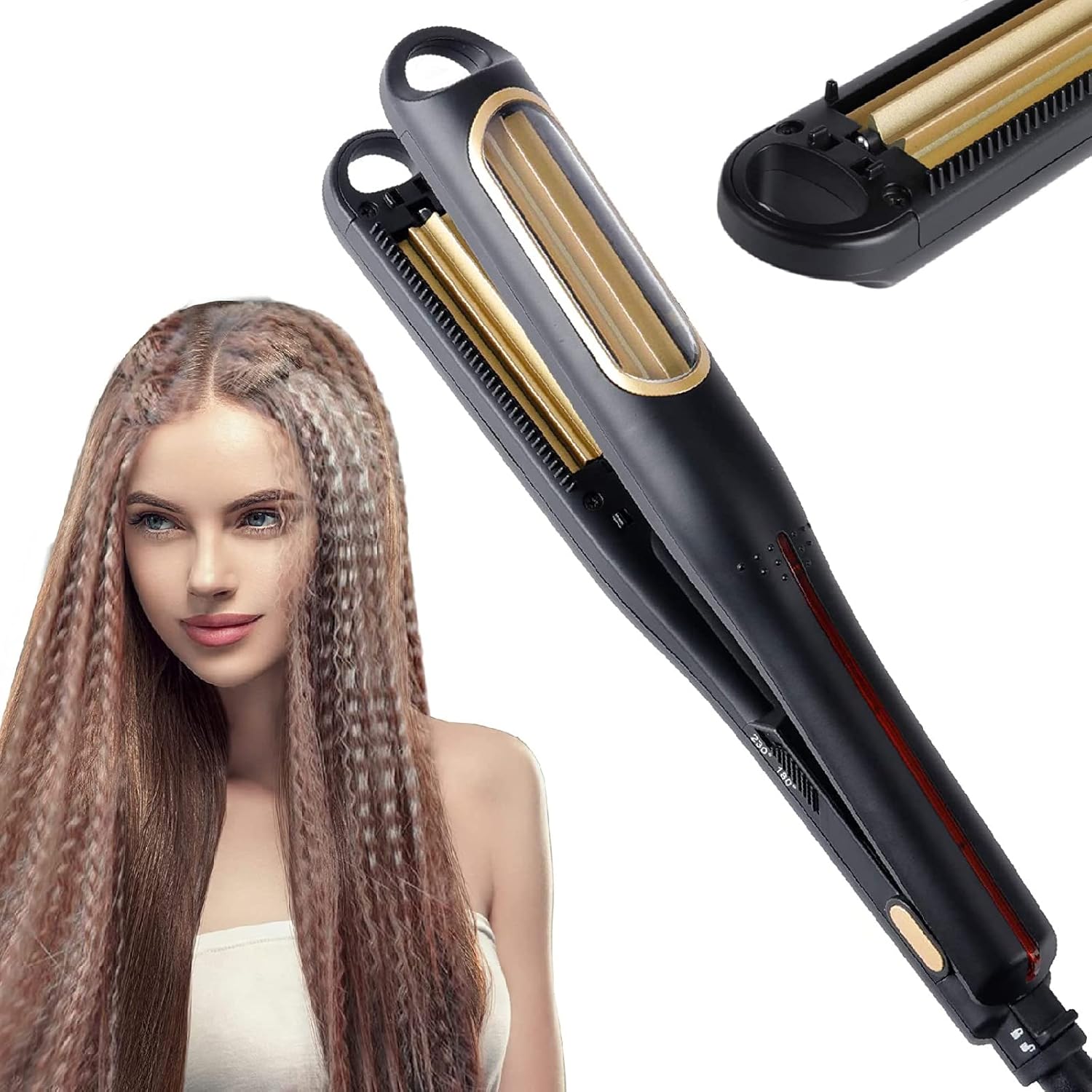 Auto Curling Wand – Volumizing Waver Crimper, Anti-Static, Adjustable Temperature for All Hair Types