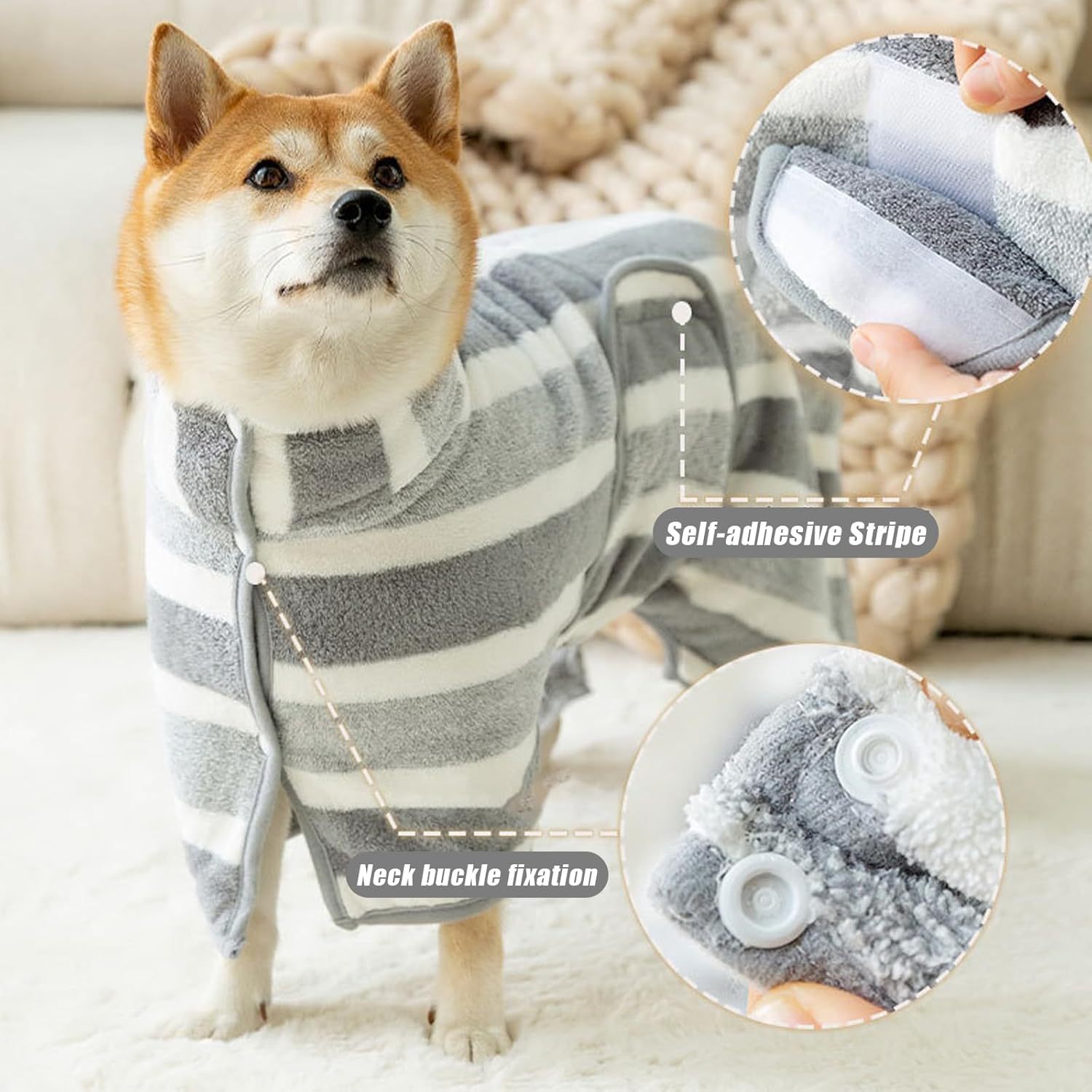 Ultra-Absorbent Dog Drying Coat – Microfiber Bathrobe for Small, Medium, and Large Dogs