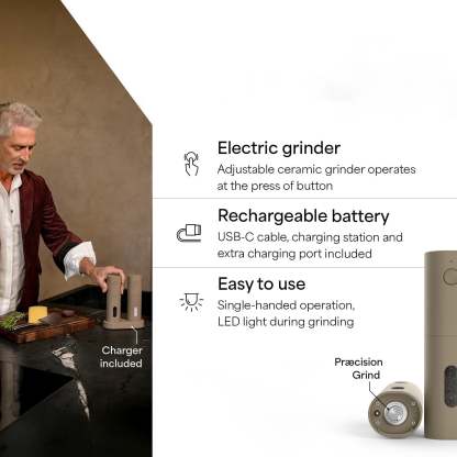 Electric Salt and Pepper Grinder Set – USB Rechargeable Automatic Spice Mills with LED Light & Adjustable Coarseness