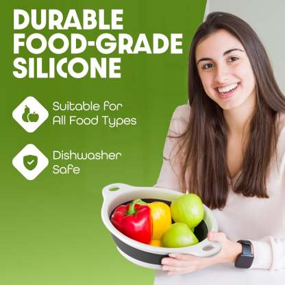 Collapsible Colanders  – Food Strainers with Over-Sink Water Draining Base for Pasta